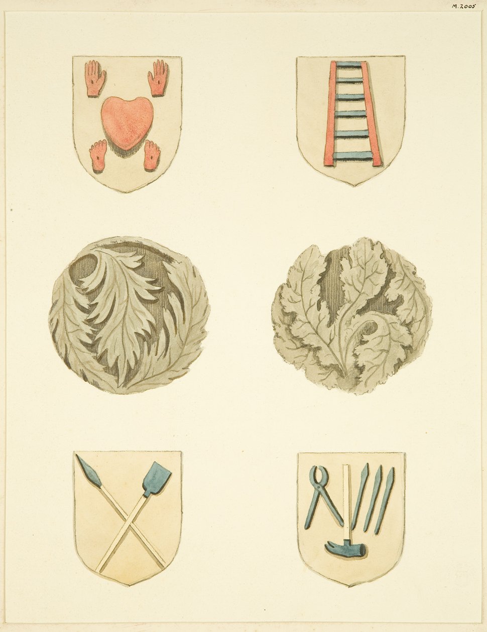 Lyskesten (bosser) i loftet i Redcliffe Church (akvarel på papir) af Joseph Manning