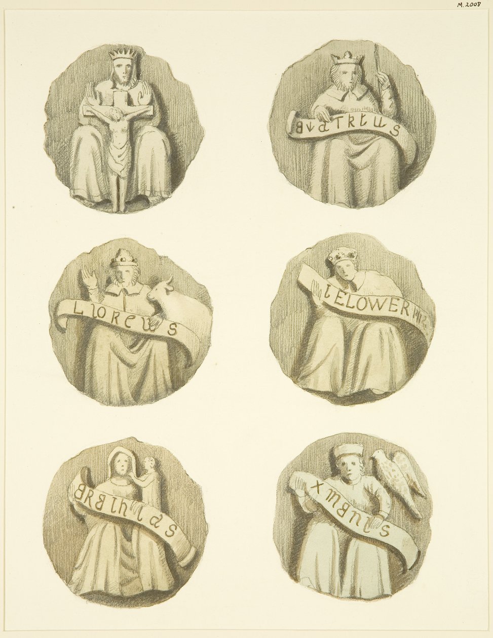 Lyskesten (bosser) i loftet i Redcliffe Church (akvarel på papir) af Joseph Manning