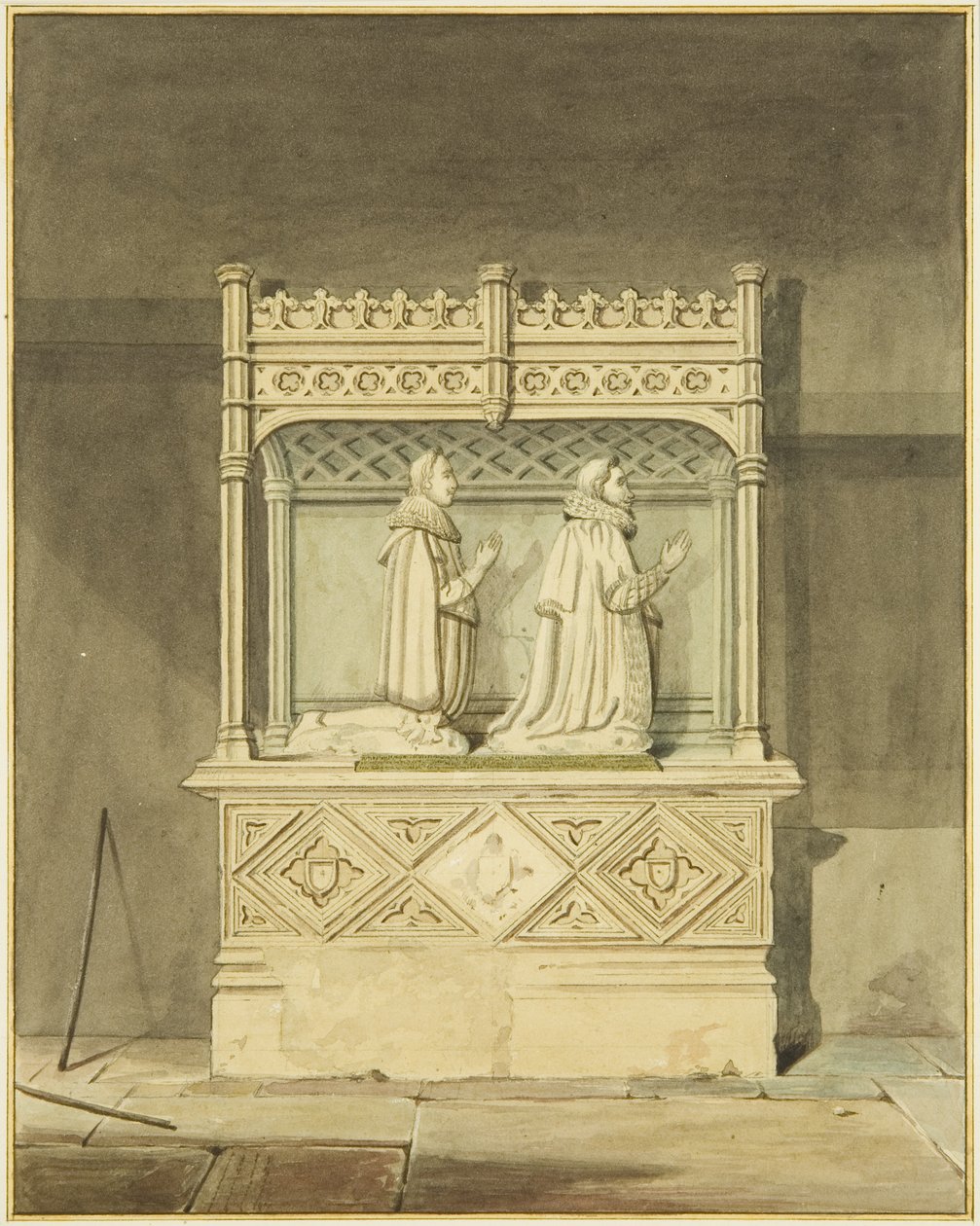Monument over John Aldworth og hans søn (akvarel på papir) af Joseph Manning