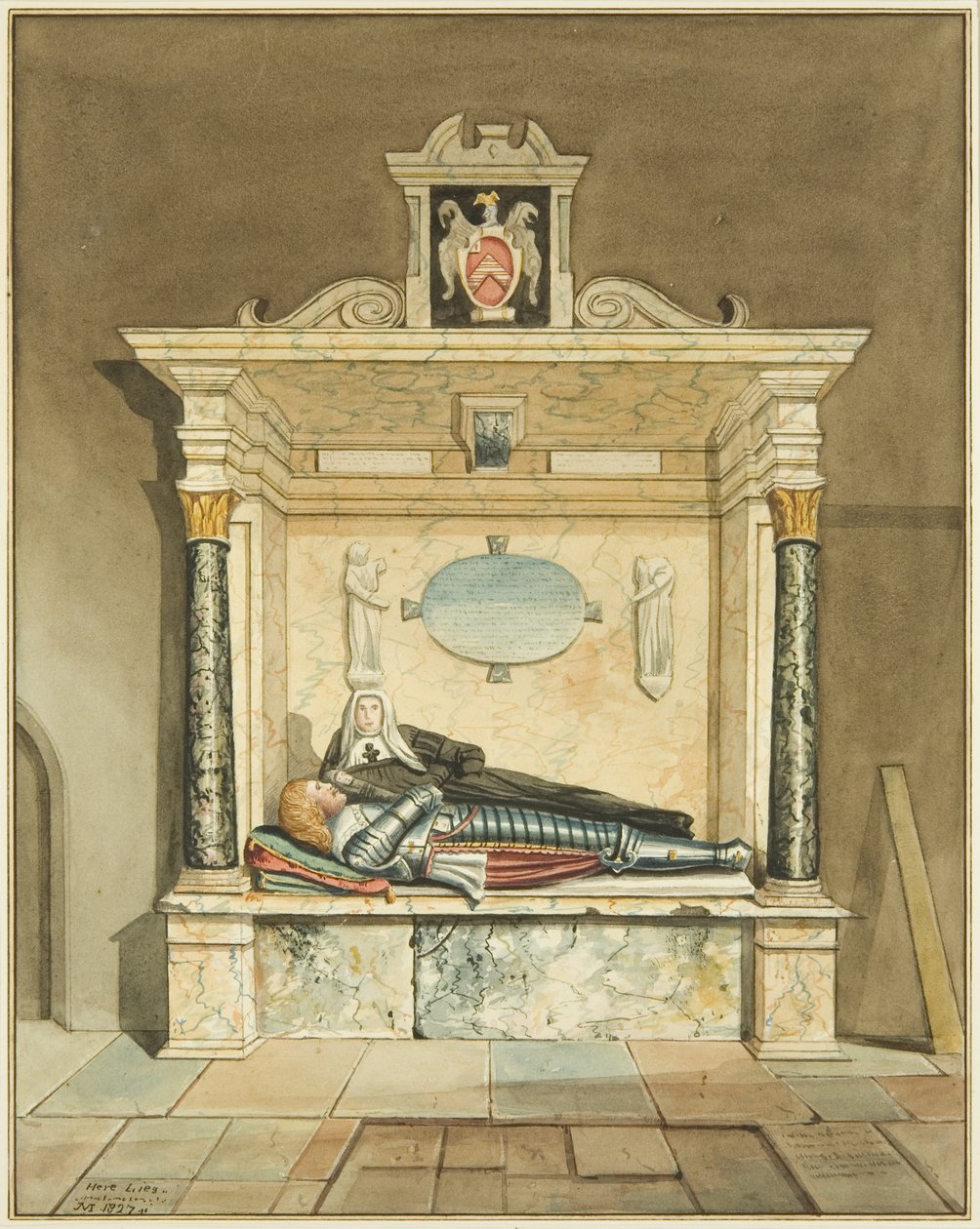 Monument for Lady Throckmorton i St Mark
