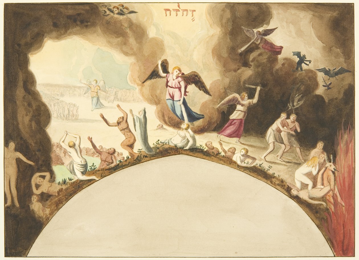 Maleri fundet over døren i skærmen under orgelloftet i Bristol Cathedral (akvarel på papir) af Joseph Manning