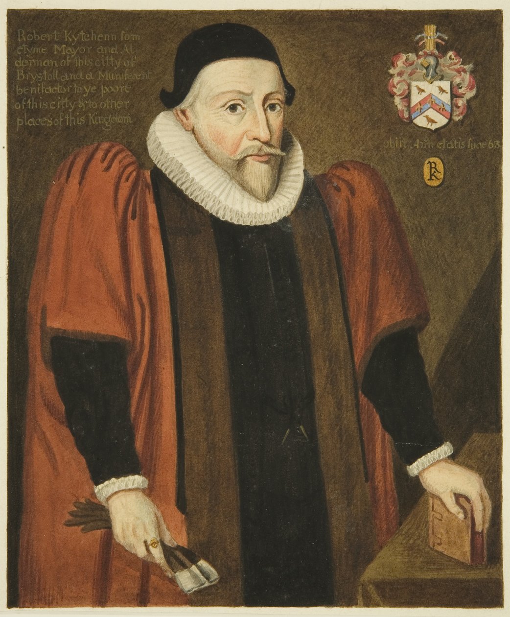 Portræt i rådhuset af rådmand Robert Kitchin (blyant og akvarel på papir) af Joseph Manning