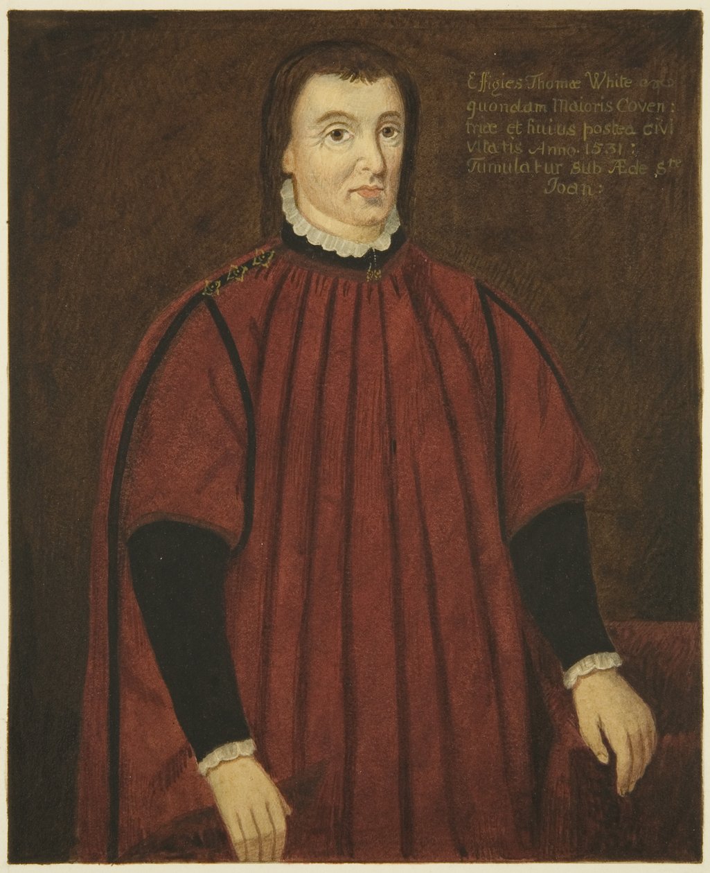 Portræt i Council House of Thomas White (blyant og akvarel på papir) af Joseph Manning