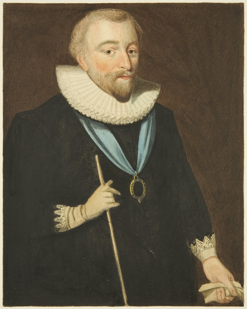Portræt i Council House af Richard Weston, Earl of Portland (blyant og akvarel på papir) af Joseph Manning