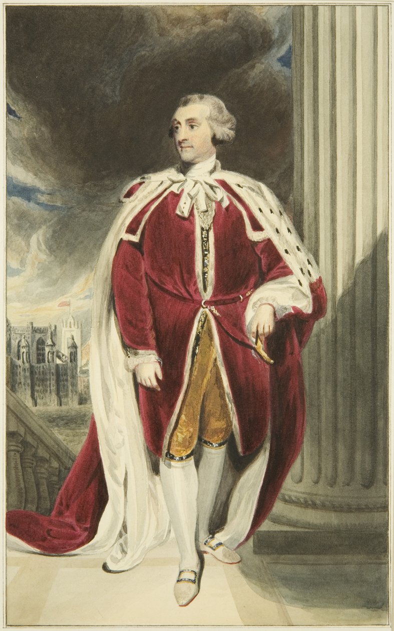 Portræt i Mansion House, Queen Square, af hertugen af Portland (akvarel på papir) af Joseph Manning