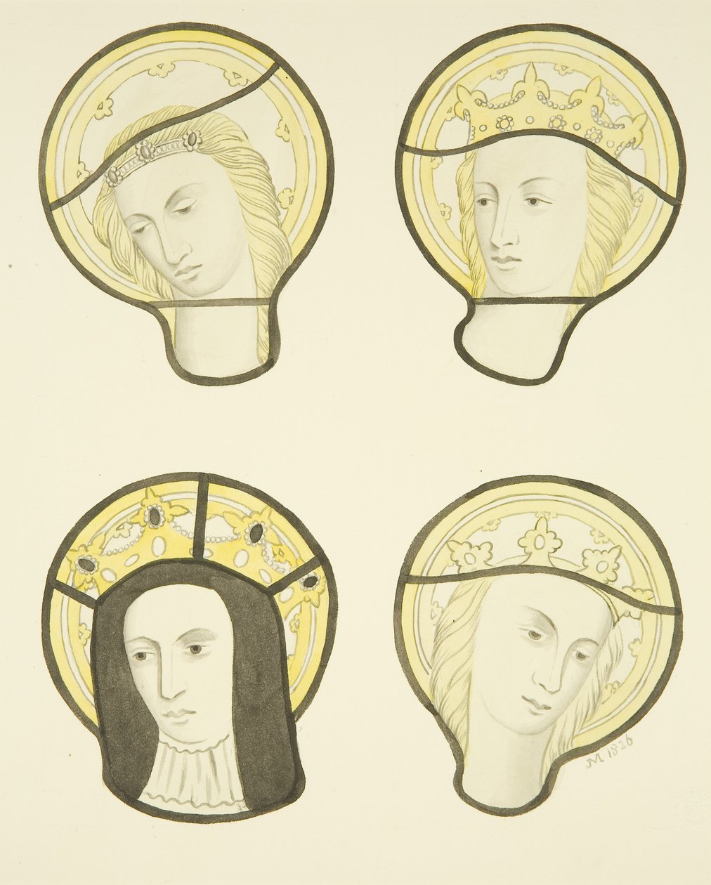 Glasmaleri i østvindue, nordlige tværarm af St Mary Redcliffe (akvarel på papir) af Joseph Manning