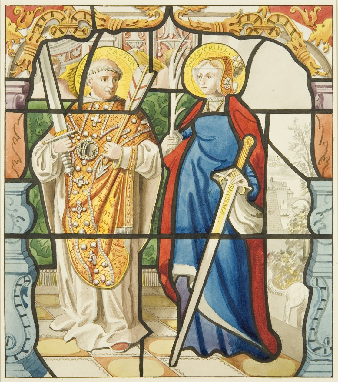 Glasmaleri i sakristivindue i St. Mark