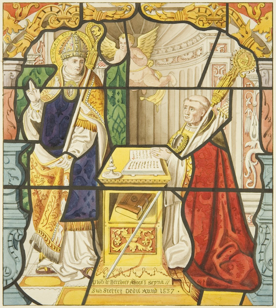 Glasmosaik i sakristivinduet i St. Mark