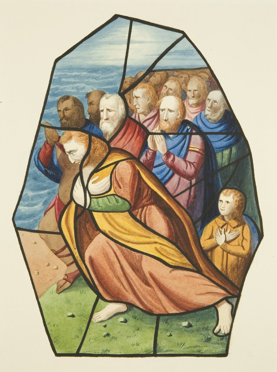 Glasmaleri, der sandsynligvis viser disciplene ved Genesaret Sø, St. Michael