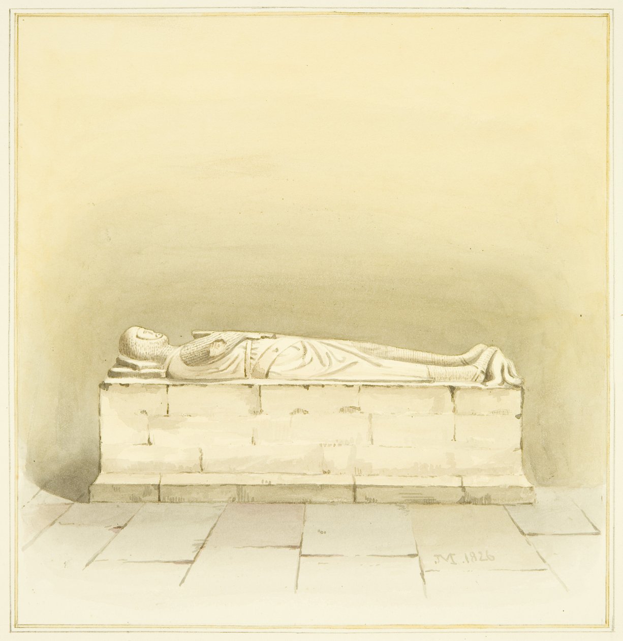 Tomb of Robert de Berkeley i St Mary Redcliffe (akvarel på papir) af Joseph Manning