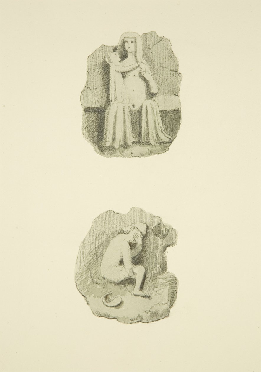 To lyskesten (bosser) i loftet på St Mary Redcliffe (akvarel på papir) af Joseph Manning