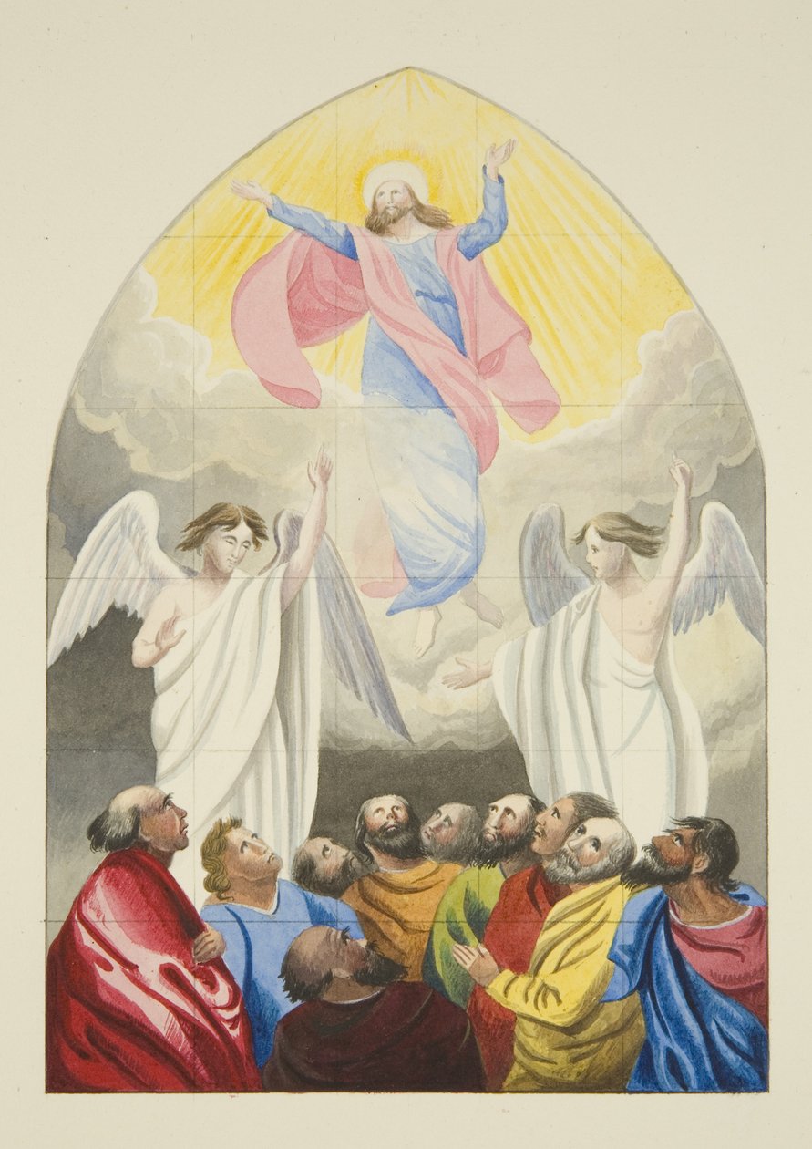 Vindue designet af Edward Bird, R.A., i Temple Church (akvarel på papir) af Joseph Manning