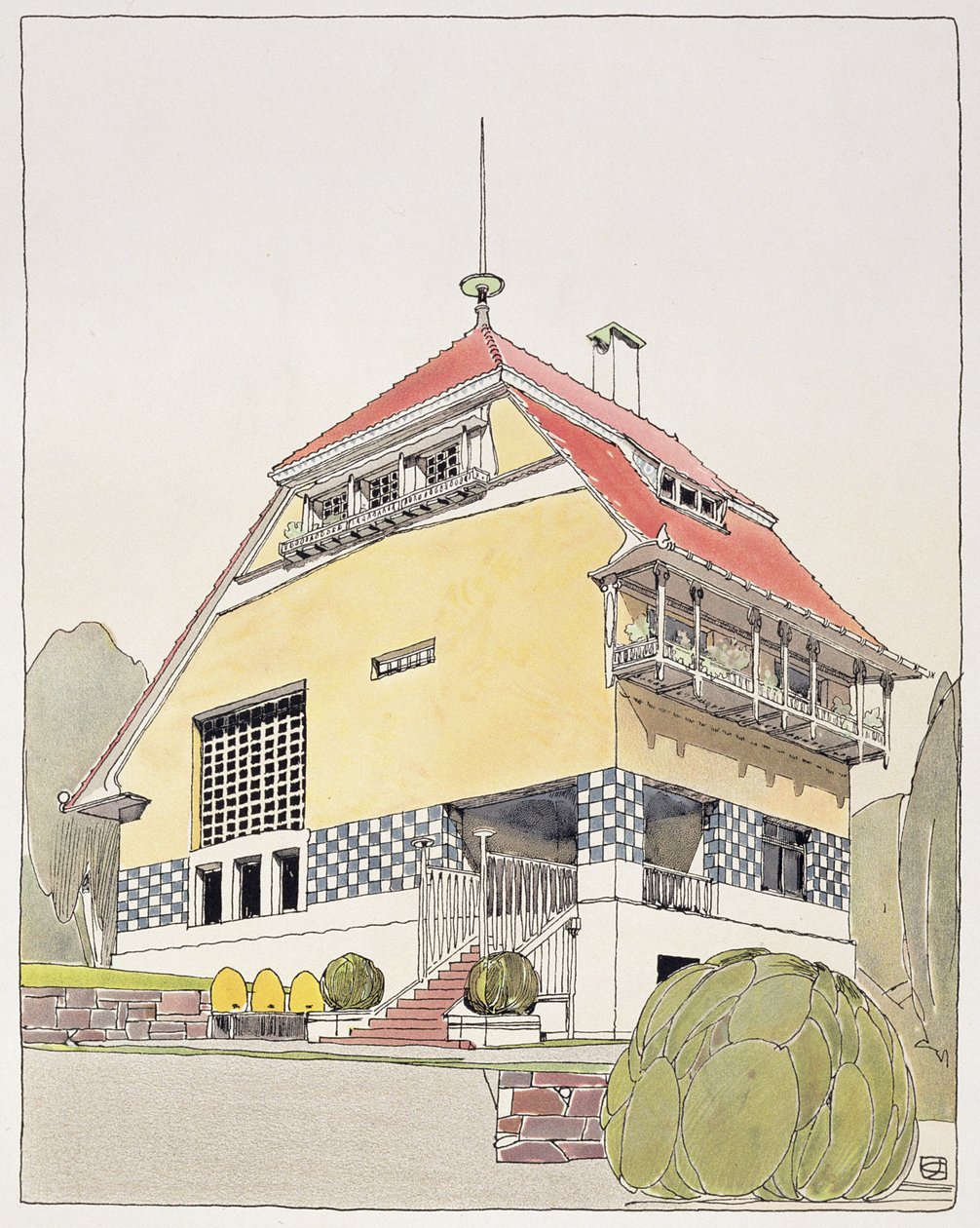 Studie til Olbrichs hus, Darmstadt, fra 