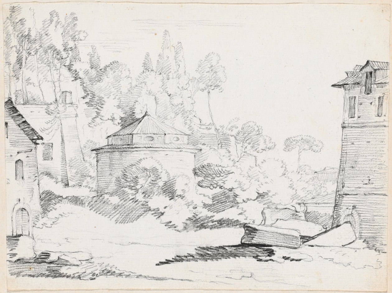Landskab med kirken San Teodoro af Joseph Marie Vien