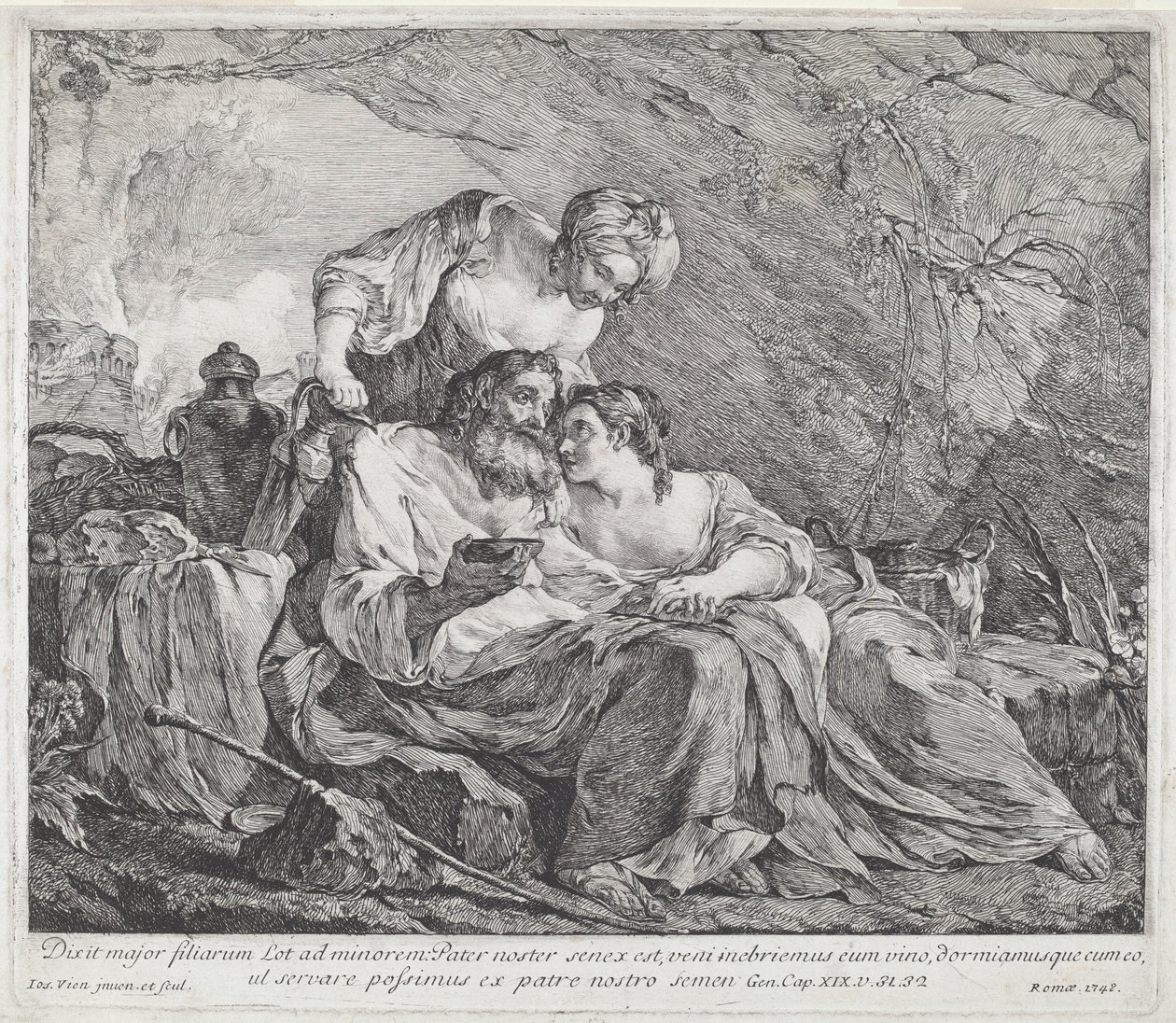 Lot og hans døtre af Joseph Marie Vien