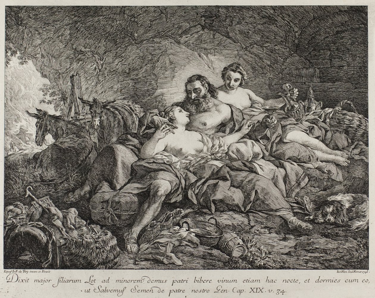 Lot og hans døtre, 1748 af Joseph Marie Vien