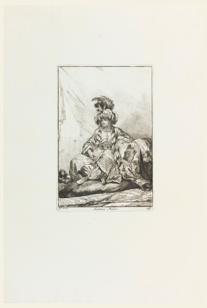 Black Sultane (The Black Sultana), plade 28 fra serien Caravanne du Sultan i Mekka (Sultans campingvogn til Mekka) af Joseph Marie Vien the Elder