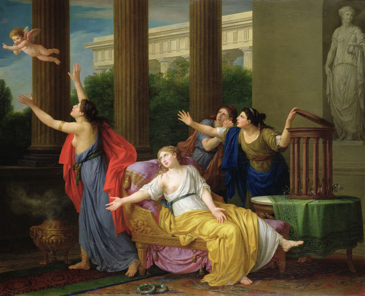 Amor på flugt fra slaveri, 1789 af Joseph Marie, the Elder Vien