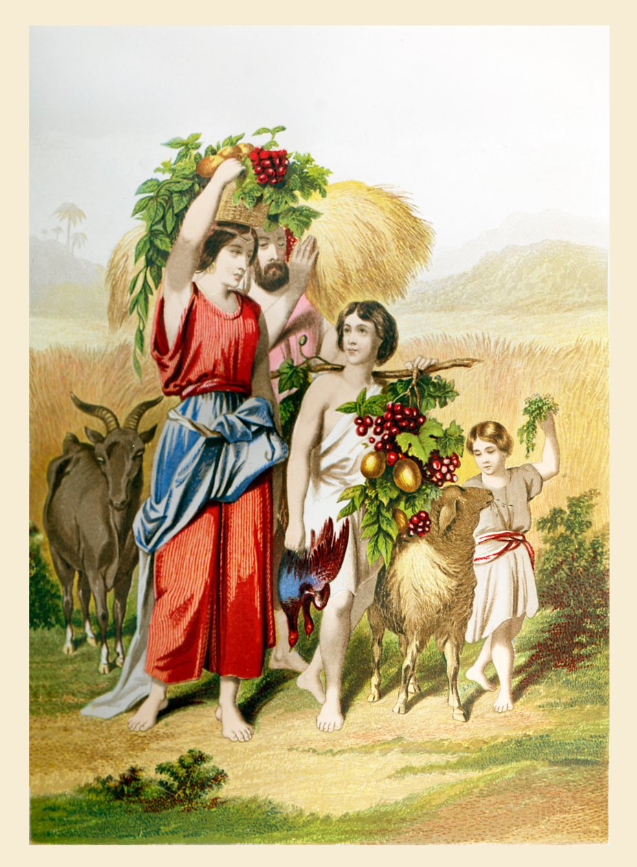 De første frugter. Illustration til Anden Mosebog. 13.19 (tryk) af Joseph Martin Kronheim