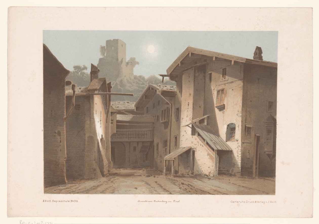 Udsigt over Bad Ragaz Hof-Ragatz kanton St. Gallen (titel på objekt) af Joseph Maximilian Kolb