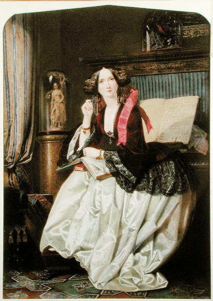 Miss Ashton sidder ved klaveret af Joseph Middleton Jopling