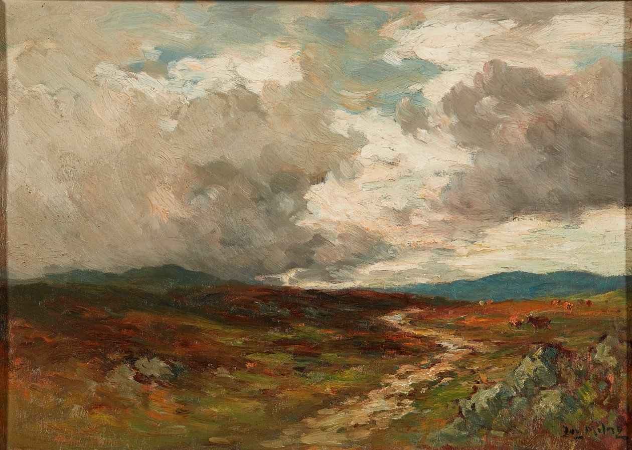 Stormskyer over bakkerne (olie om bord) af Joseph Milne