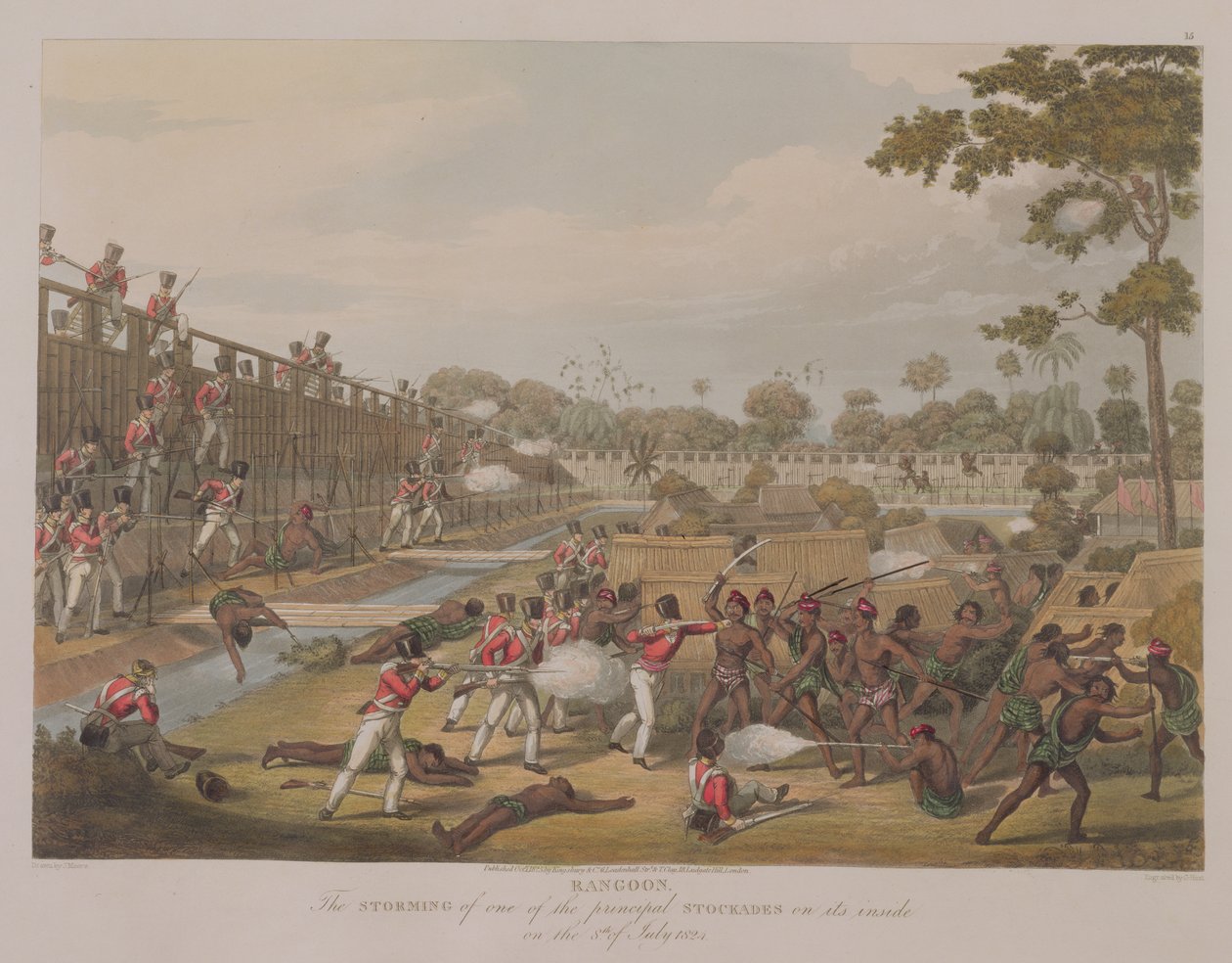 Rangoon: The Storming of one of the Principal Stockades den 8. juli 1824, plade 15 fra 
