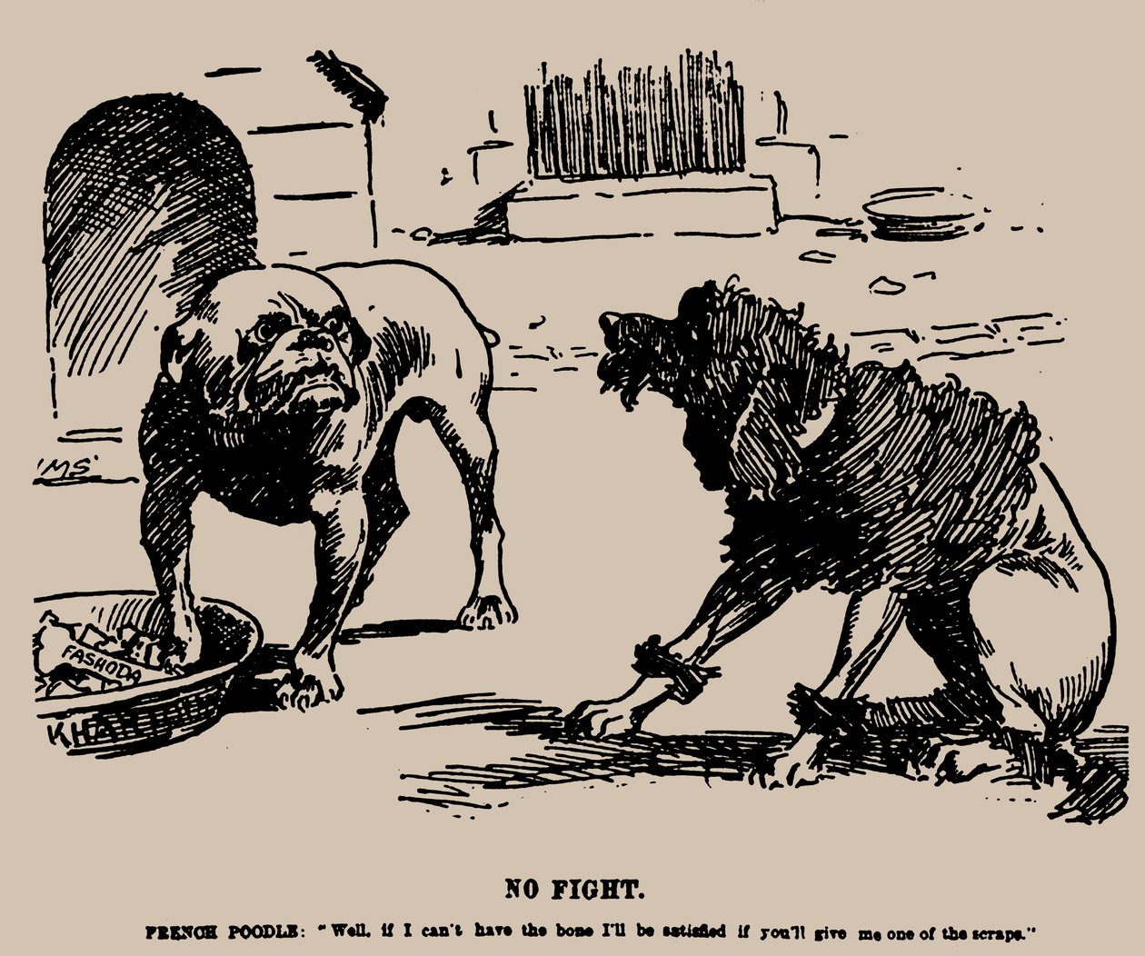 Ingen kamp. Tegnefilm om Fashoda-hændelsen, 1898. af Joseph Morewood Staniforth