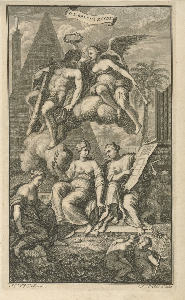 Hercules kronet af Victoria Titelside for: Cornelis de Bruyn, Cornelis de Bruyns rejser gennem de mest berømte dele af Lilleasien, 1698 af Joseph Mulder