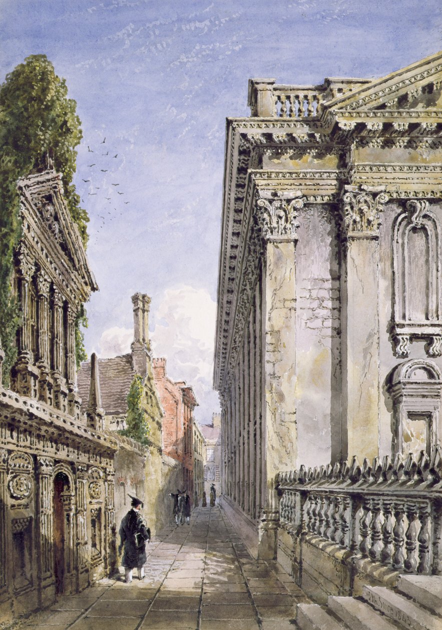 Senate House Passage, Cambridge, 1843 (wc og kropsfarve med gummi arabicum) af Joseph Murray Ince
