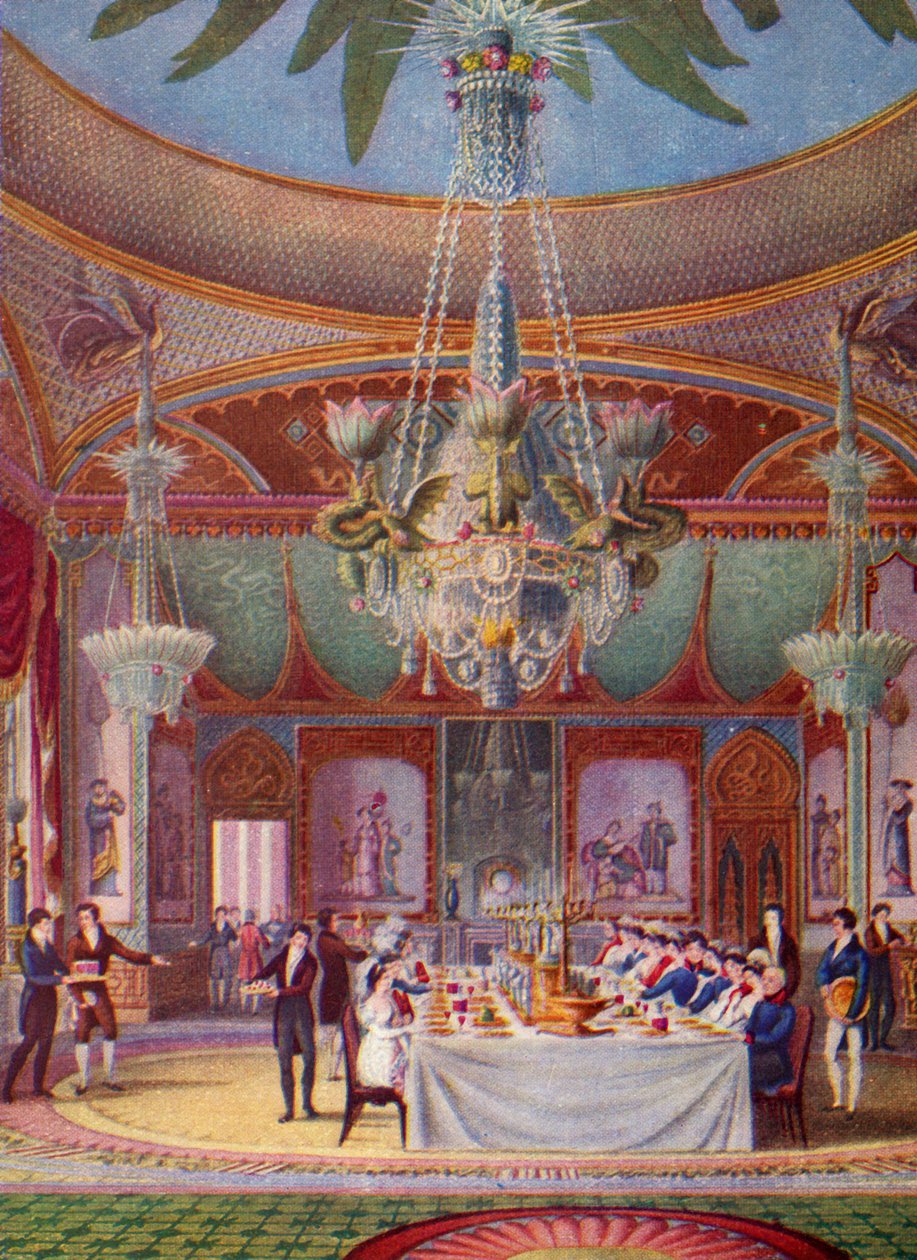 En banket i Royal Pavilion, Brighton, c1827, 1938 af Joseph Nash
