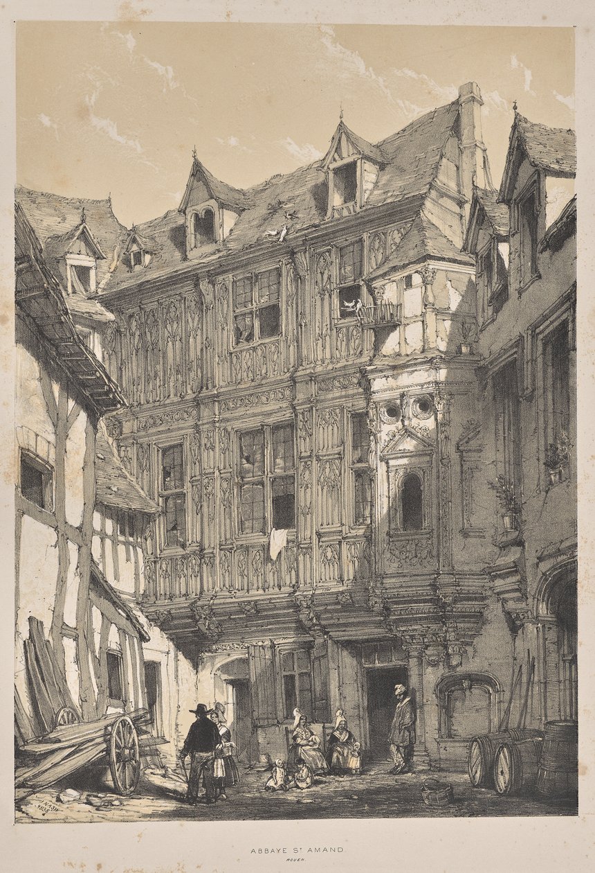 Middelalderens arkitektur: Abbaye St. Amand, Rouen af Joseph Nash