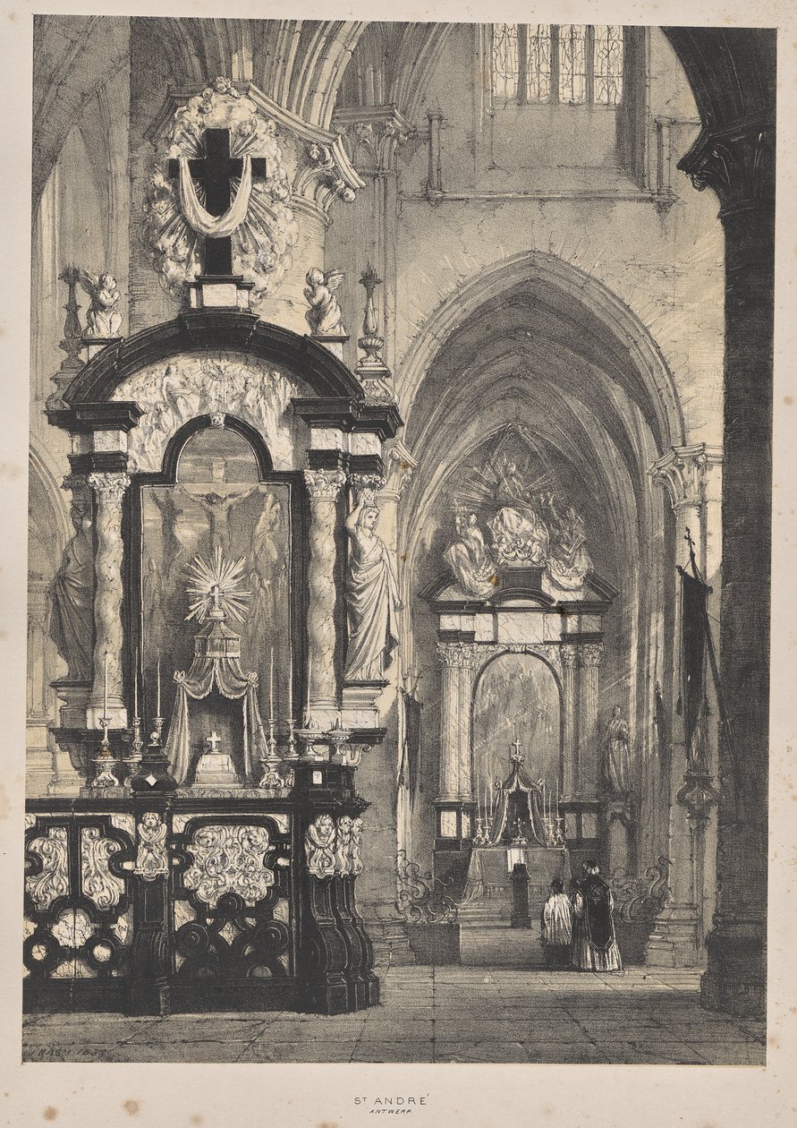 Middelalderens arkitektur: St. Andre, Antwerpen af Joseph Nash