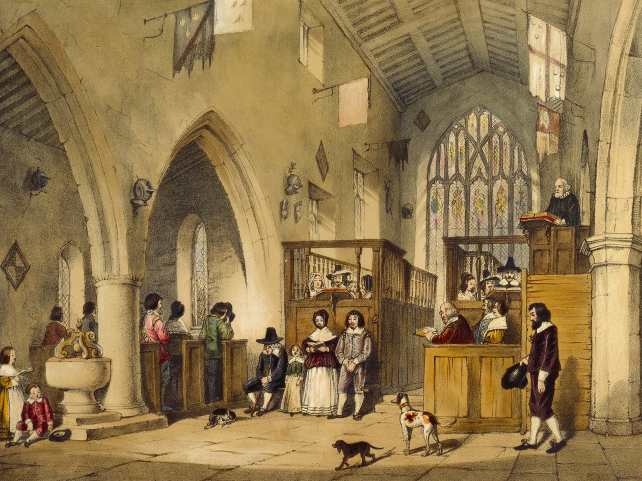 Kapel i Haddon Hall, Derbyshire, 1600, illustration fra 