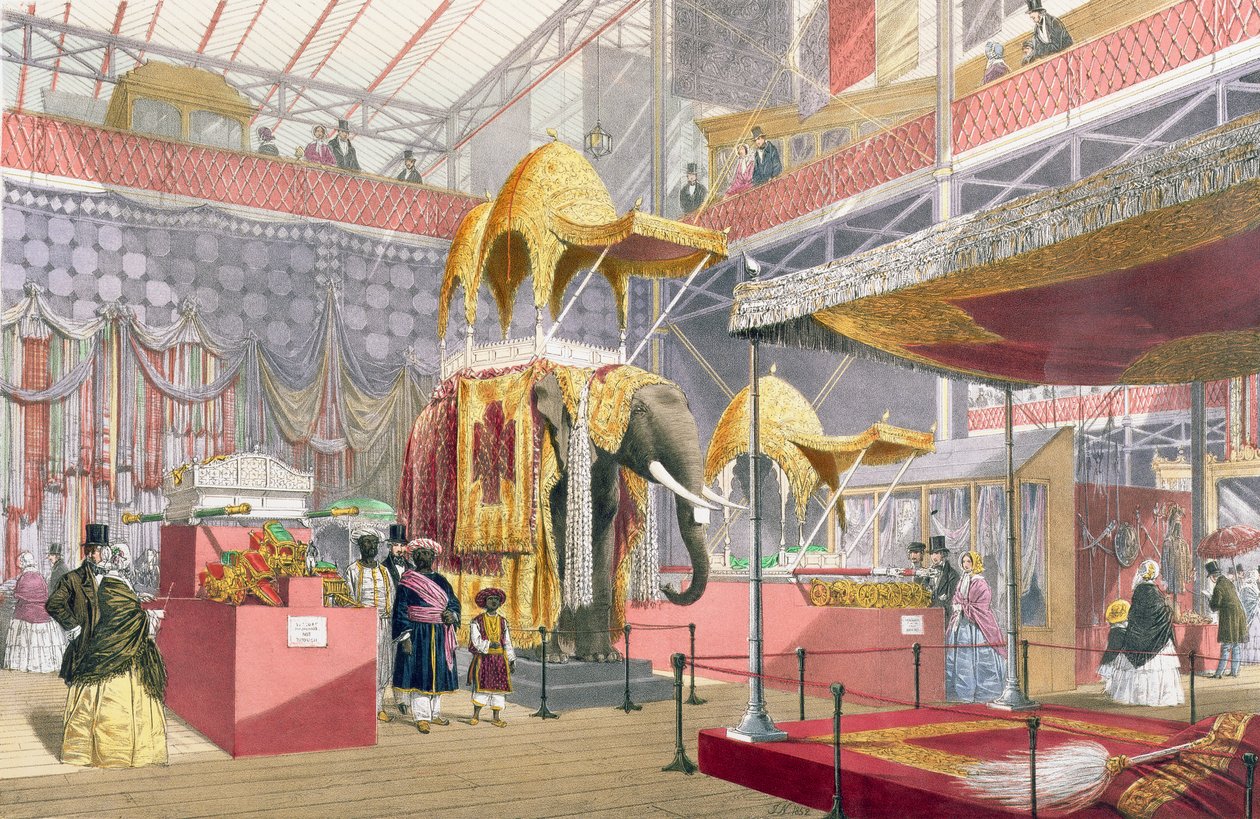 Crystal Palace, Indian Court, pub. af Dickinson Bros. (farvet litho) af Joseph Nash