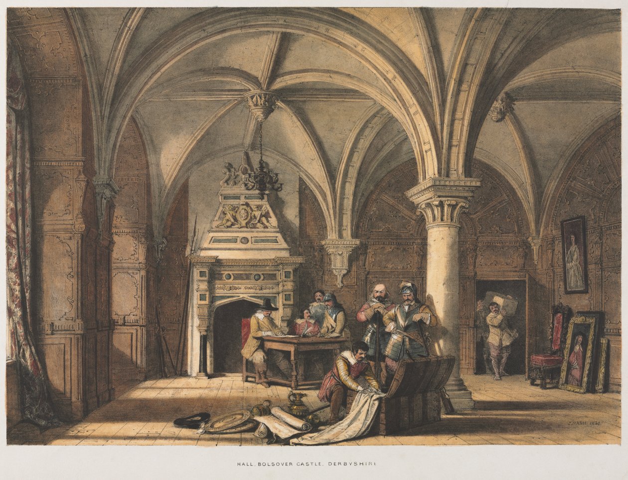 Hall, Bolsover Castle, Derbyshire af Joseph Nash