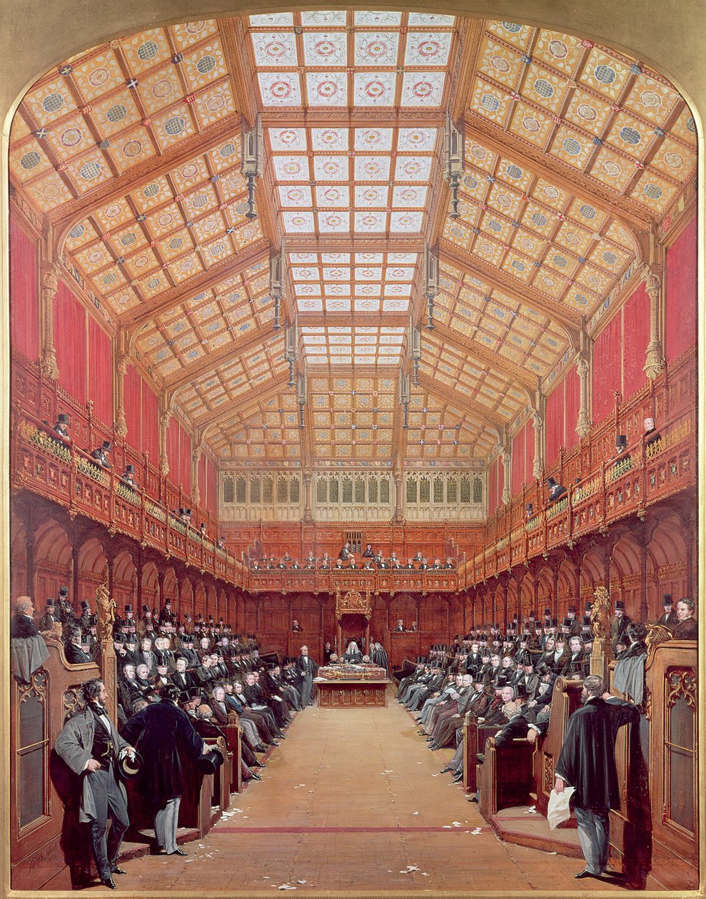 Interiør af Underhuset af Joseph Nash