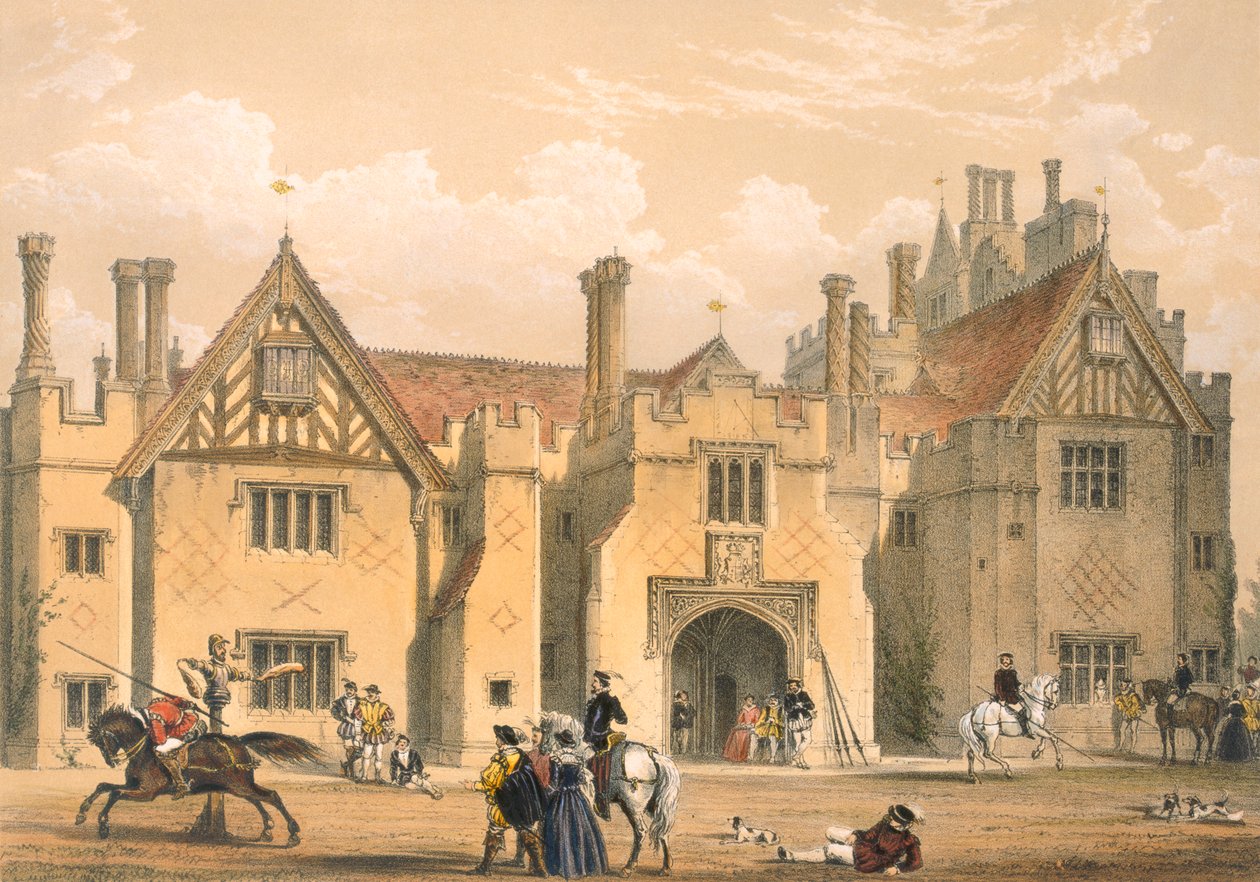 Dystøvelse, Compton Wynyates, Warwick, midten af 1600-tallet. af Joseph Nash
