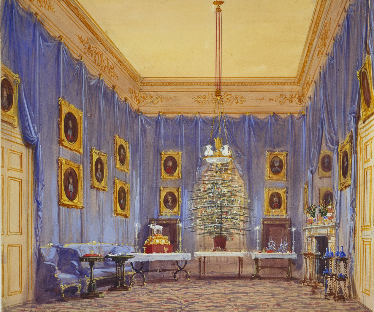 Dronning Victorias juletræ, Windsor Castle, 1845 af Joseph Nash