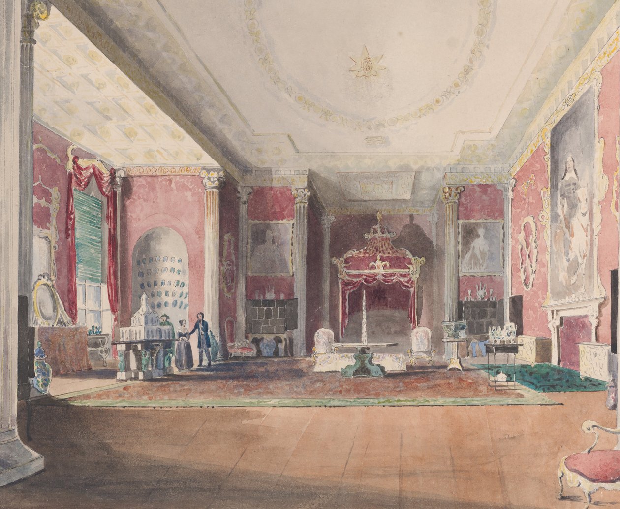 The State Bed Chamber, Stowe Buckinghamshire, 1838. af Joseph Nash