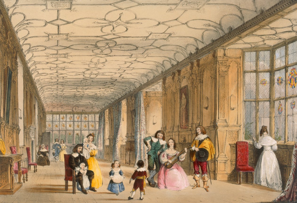 Udsigt over Long Hall ved Haddon, Derbyshire, ca. 1600, fra 