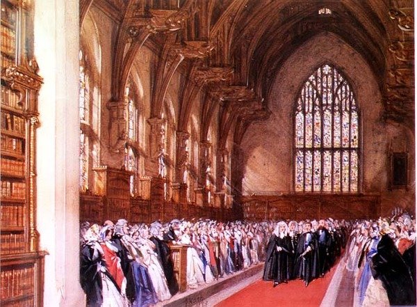 Udsigt over Westminster Hall (interiør) af Joseph Nash