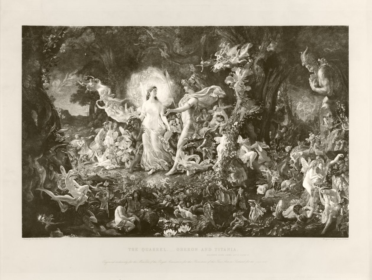 Striden - Oberon og Titania (fotogravure) af Joseph Noel Paton