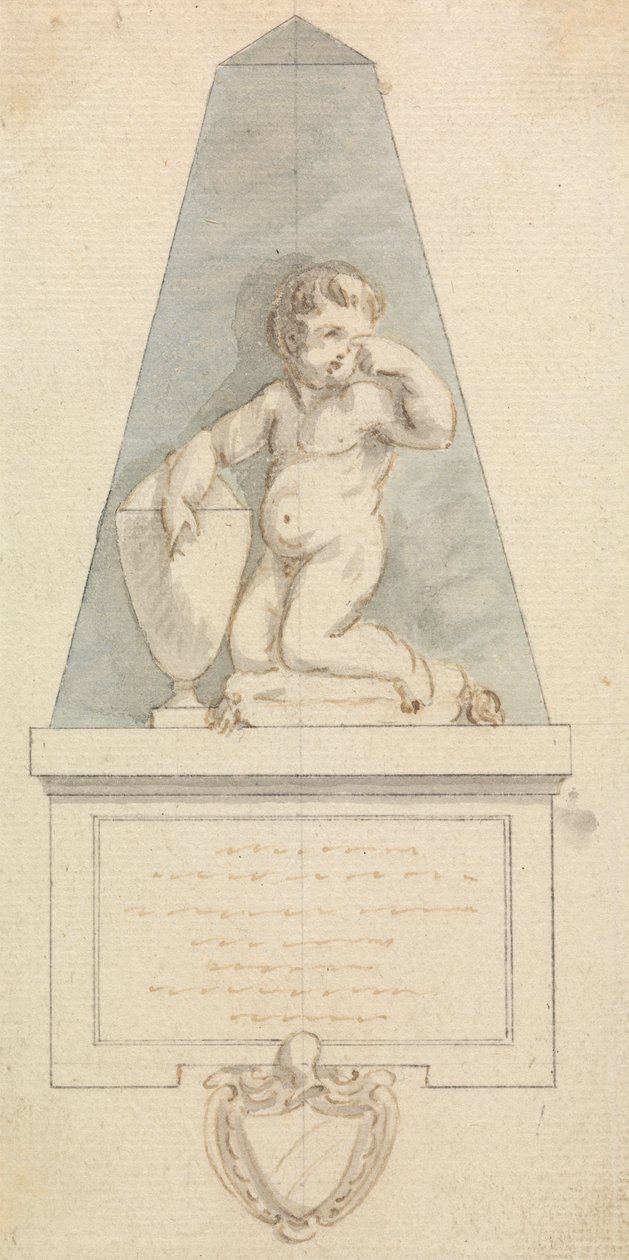 Grav: Cherub græder ved en urne af Joseph Nollekens
