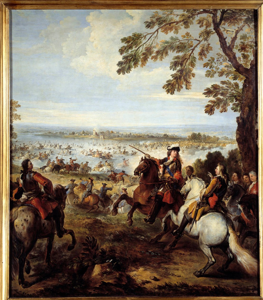 Passage of the Rhine by Armee of Louis XIV (1638-1715), et Tholhuis-maleri af Joseph Parrocel (1646-1704) Søn. 2,34x1,64 m af Joseph Parrocel