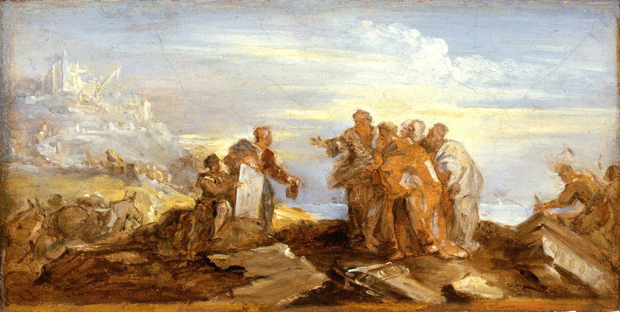 Scene fra oldtidens historie, ca. 1680-90 (olie på papir på lærred) af Joseph Parrocel