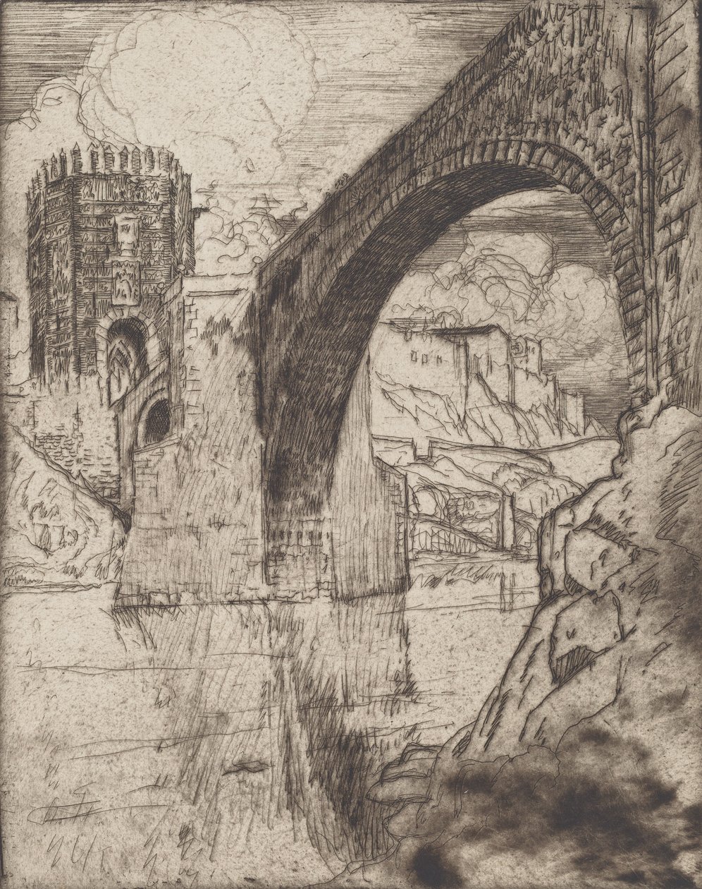Alcantaras brobue, 1904. af Joseph Pennell