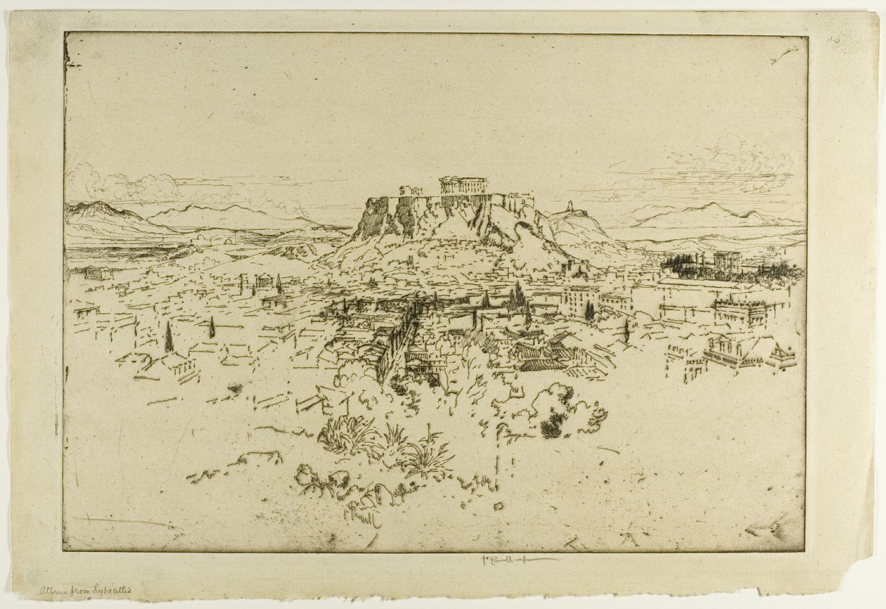 Athen fra bjerget Lybacettus af Joseph Pennell