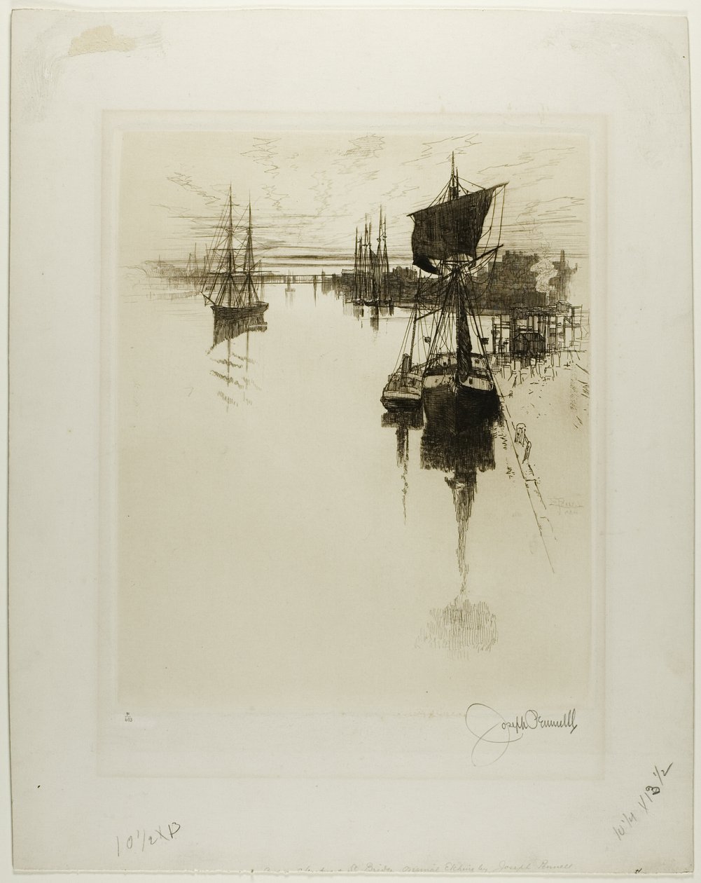 Nedenfor Chestnut Street Bridge, Philadelphia af Joseph Pennell