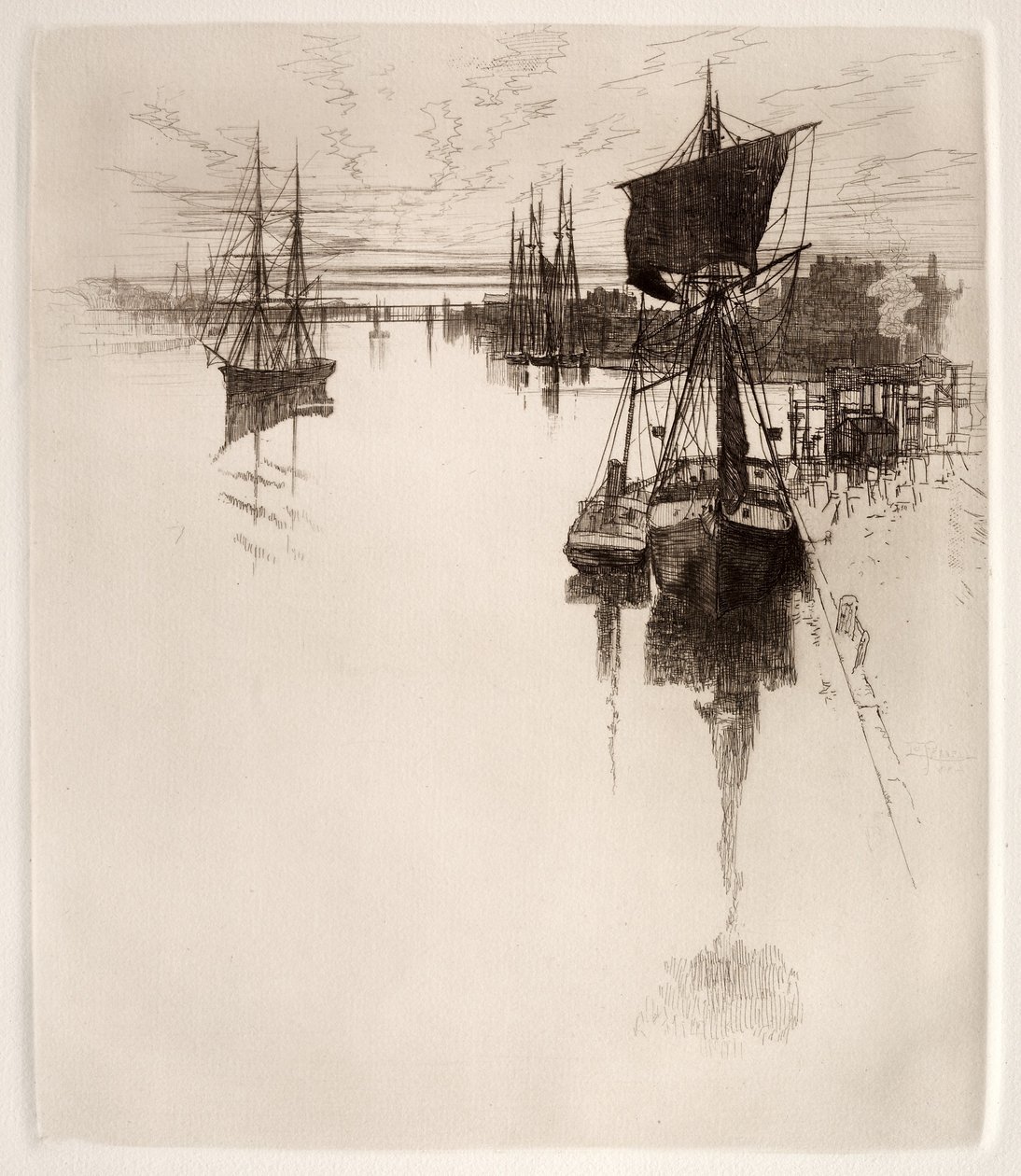 Under Chestnut Street Bridge, Philadelphia, 1884. af Joseph Pennell
